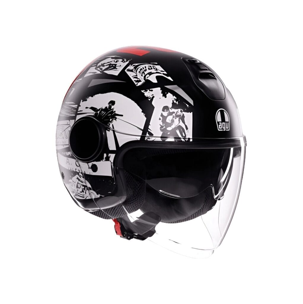 CASCO AGV ETERES E2206 HISTORY MATT BLACK/WHITE/RED