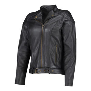 Chaqueta de moto de cuero de chica Electra negra