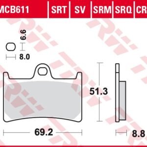 Pastillas de Freno Sinterizadas Racing Metal TRW MCB611SRM Yamaha T-max 500 (xp 500) 2001-2003