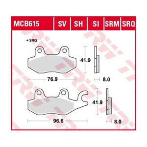 Pastillas de Freno Sinterizadas Racing Metal TRW MCB615SRM Suzuki AN 400 BURGMAN 1999-2002