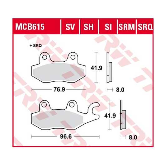 Pastillas de Freno Sinterizadas Racing Metal TRW MCB615SRM Suzuki AN 400 BURGMAN 1999-2002