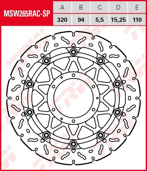 Disco de freno flotante EXCLUSIVAMENTE RACING TRW